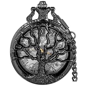 Pocket Watch Hollow Tree of Life Design Roman Numerals Customizable Quartz Pocket Watch with Chain Birthday Gifts
