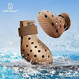 Hundeschuhe Pfotenschutz Outdoor – Hundeschuhe Wasserdicht, einfach an- und auszuziehen, atmungsaktiv, rutschfest, leicht zu reinigende Hundestiefel für Sommer Hitze und Winter Schnee (braun, S)