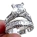 WensLTD Clearance! 2-in-1 Womens Vintage White Diamond Silver Engagement Wedding Band Ring Set (#8, Silver)