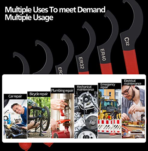 Ayqwe Spanner Wrench Set, 6Pcs Coilover Wrench, C-Shape Shock Spanner Wrench Hook Wrench Tools Steel Spanner, For Suspension System And Shock Adjustments #TOP6