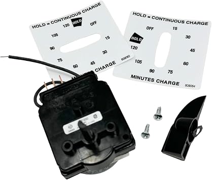 Battery Charger Electromechanical Timer Kit - 120 Min with Hold - Includes Knob, Mounting Screws, Dial Labels - Replaces Associated 611245, by Power Forged 697202