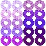 KICOSY 20PCS Purple Scrunchies Bulk Purple Hair Ties for Women Silk Satin Scrunchies for Girls Purple Hair Accessories Large Purple Hair Bands