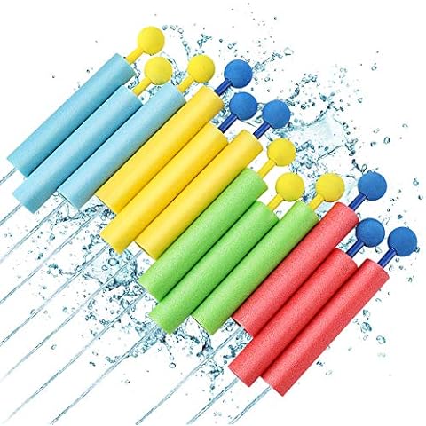 Lehoo Castle Wasserpistole Kinder, 12 Stück Wasserspritze, 9,1 m Reichweite Spritzpistole Wasser, Wasserpistole Schaumstoff für Jungen und Mädchen (‎Blau) Cover