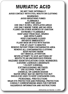 Muriatic Acid Warning Sign Flammable, Toxic, and Corrosive Hazard, Do Not Ingest, Avoid Contact Eyes, Mouth, Skin, OSHA Compliant Safety Label for Industrial for Laboratory Use- Aluminum – 7” x 5”