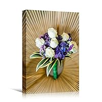 Canvas Wall Art Purple and White Arrangement Bouquet Expressive Floral Multicolor Photography Romantics - 12x18 inches