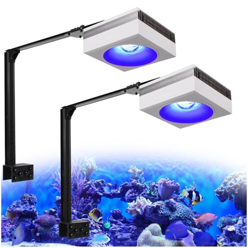 PopBloom RL90 WiFi luz led Acuario Marino, lampara Acuarios Pantalla led Acuario Coral, Luces para acuarios (2 lámparas con kit de montaje)