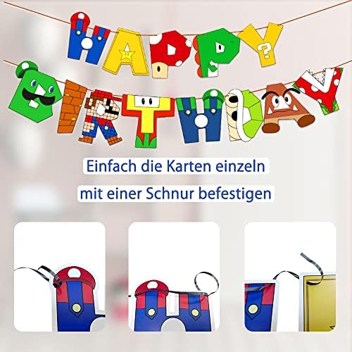 Super Mario Birthday Party Supplies,44pcs Super Mario Party Decorations Set-Super Mario Bros Balloons,Super Mario Banners Cake Toppers ect Super Mario Theme Party Decorations for Kids Boys/Girls