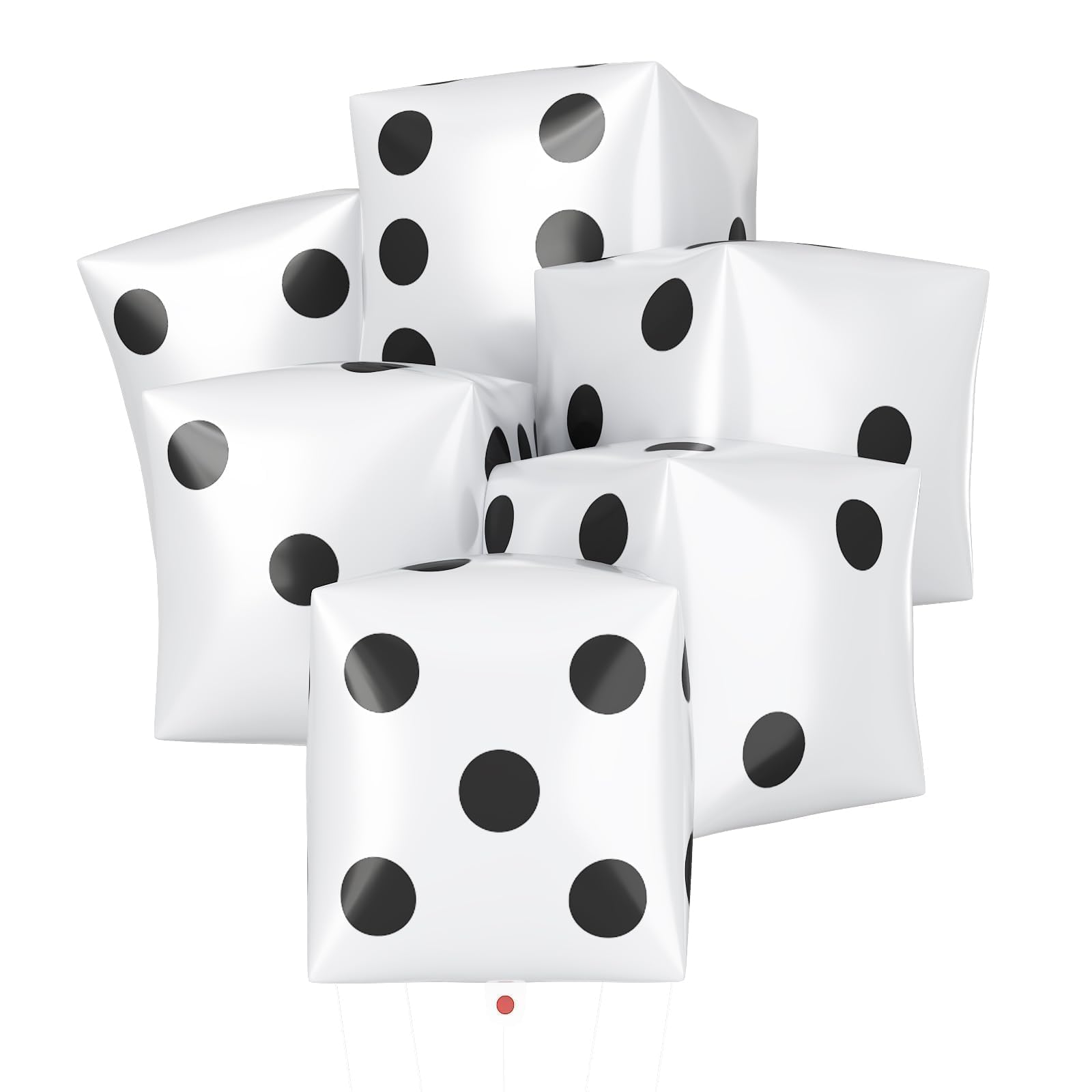 Photo 1 of Dice Foil Balloons,White 6Pcs 24Inch Large Cube Foil Balloons,Inflatable Dice Balloon for Casino Theme Birthday Game Night Party Decorations