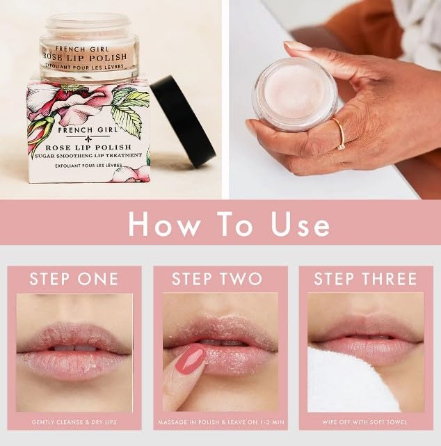 French Girl Rose Lip Scrub - Organic Sugar Scrub For Lips, Hydrating Lip Exfoliator & Moisturizer with Shea Butter & Essential Oils, Treatment for Dry Lips, Clean, Vegan & Cruelty-Free, 1oz - Image 4