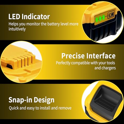 Image of 10Pack 8.0Ah Replace for Dewalt 20V Max Battery DCB206 DCB204 DCB200, Compatible with Dewalt 20V Cordless Power Tools