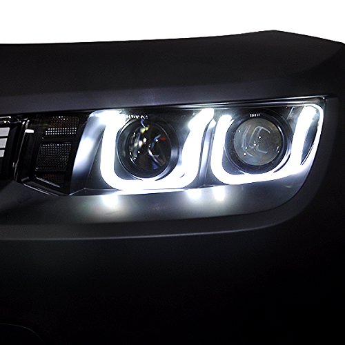 IKON MOTORSPORTS, Front Bumper Cover w/Black Headlights Foglights