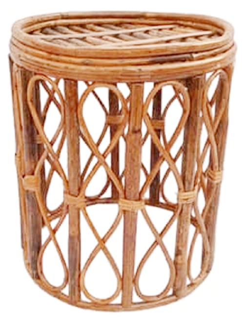 Mii Art Pure Handmade Bamboo mudda Stool/Chair for Living Room/Office/Home/Indoor/Outdoor Garden/Balcony with Round Shape with Pack of-1 pcs(39 cm) with Beautiful Design