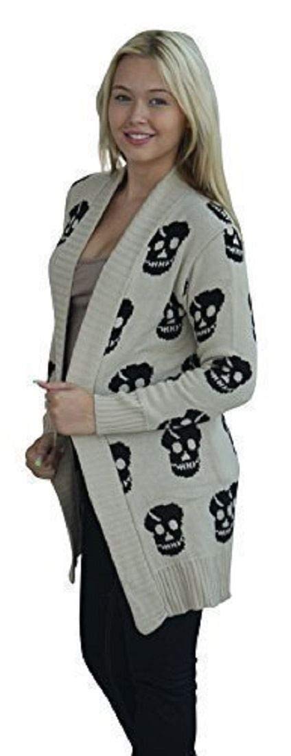 Crazy Girls Womens Skull Cardigan, Stone, ML (UK 12-14)