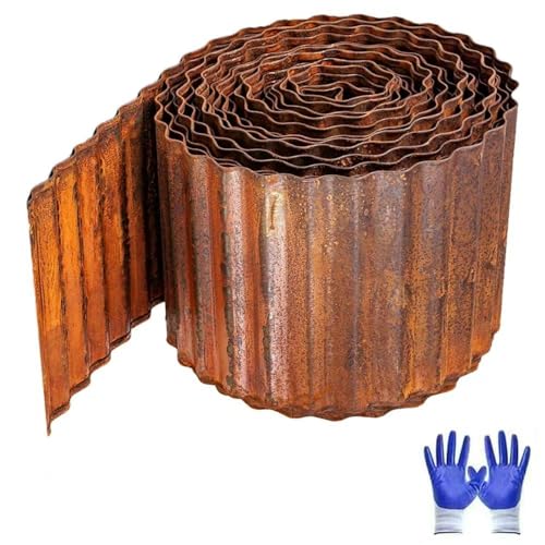 11 5M Rasenkante Cortenstahl 15cm hoch Flexibel Beeteinfassung aus Metall Einfache Montage - Robustes Stay-in-Place Design für Mähkante Palisade Gartenbeet Blumenbeet Rasen und Wege
