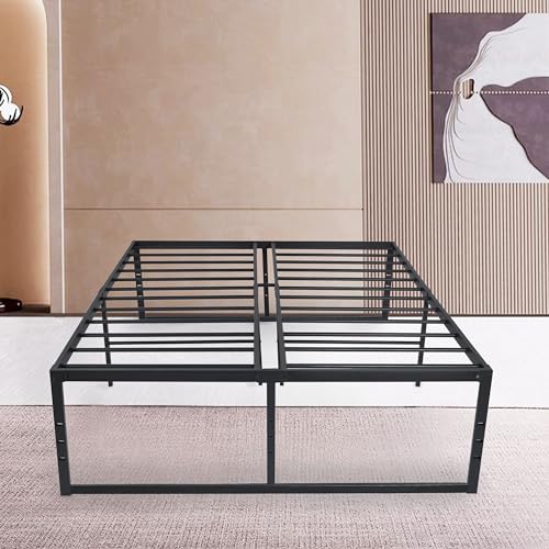 Recamara, Home BRO A SIS Base Cama Queen Size 190x150x40 Marco de Cama de Metal con Plataforma, Soporte de Listones metálicos Antideslizante no Necesita somier, Gran Espacio...