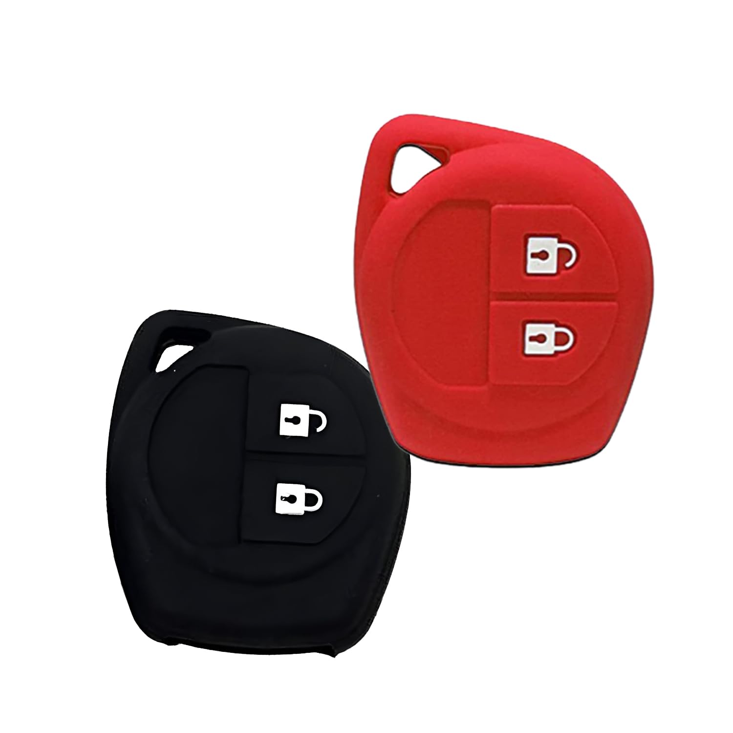 AUTOFRILL 2 Pcs Silicone Car Key Cover for Maruti Suzuki Baleno, Grand Vitara, XL6, Swift, Brezza, Ertiga, Dzire, Celerio, Ciaz, SX4, Ignis, S Presso, S Cross, Fronx 2 Button Key Cover (Black-Red)