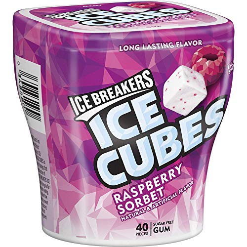Ice Breakers Ice Cubes Sugar Free Gum with Xylitol, Raspberry Sorbet, 40 Piece (Pack of 4)