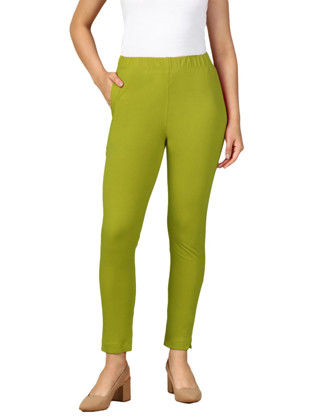 pynk by Lux cozi Women's Solid Premium Cotton Lycra Kurtipant with Side Pocket | Regular Fit Elastic Waist Full Length Women Kurtipant | Free Size-picture-20