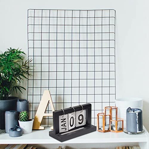 Ikasus AFSSS555034BCABLUE Wood Perpetual Desk Calendar Office Decor Creative Reusable Flip Chart Turn Page Retro Vintage Style Wood Calendar thumb #6