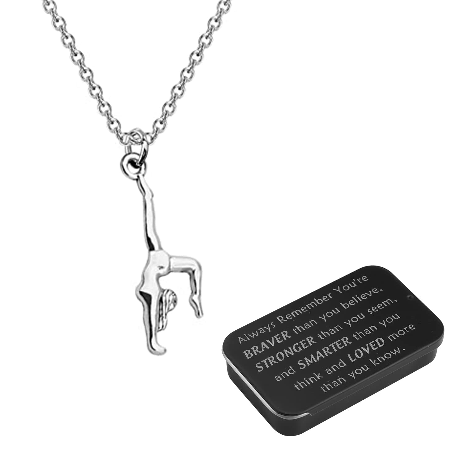 BNQL Gymnastics Necklace Gymnast Gifts Gymnastics Pendant Necklace Inspirational Gymnast Team Gifts Gymnastics Jewelry Box