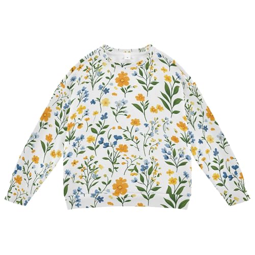 JUNZAN Spring Flowers Orchid Dianthus Narcissus White Little Kids Hooded Sweatshirt Fleece Sweatshirts for Boys Camping 4T