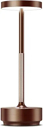 SAKRINGT Rechargeable Cordless Table Lamp - Battery Operated LED Portable Table Light with 3 Color Stepless Dimming, Memory Function - IP54 Waterproof for Outdoor, Restaurant, Patio, Camping