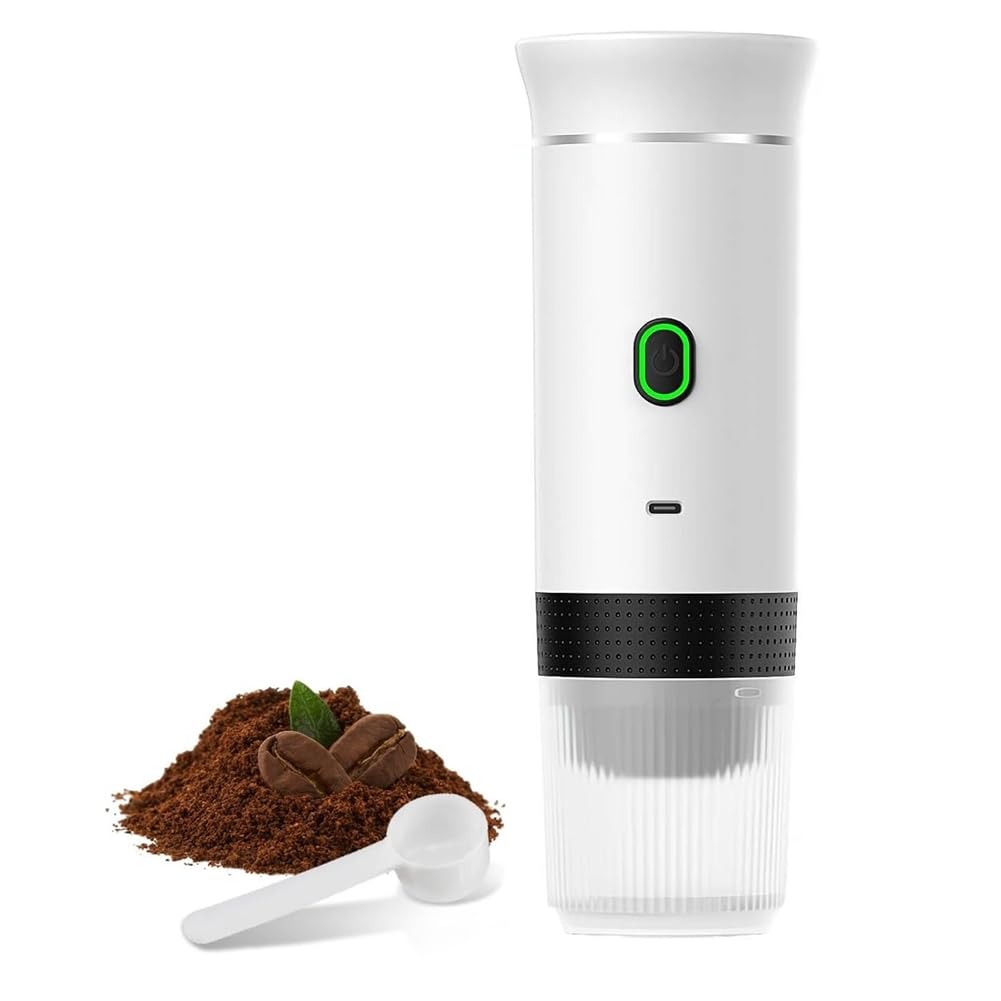 Cafetière de camping électrique portable blanche pour expresso instantané en pleine nature