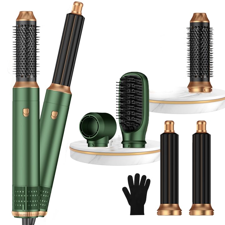 5 in ONE Blow Dryer Brush, Curling Wand Hair Styling Tools Set, Ionic Hot Air Hair Dryer, Massage Oval Hair Dryer, Left&amp;Right Hair Curlers 100-120V