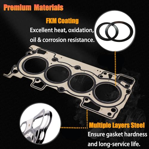 Image of AUCERAMIC HS26589PT Cylinder Head Gasket Set Fit for 2013-2019 Nissan Sentra 1.8L L4 MLS Valve Cover Gasket Replace# HS55237