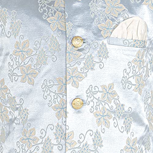Image of Pro-Ethic Style Developer Kurta Pajama For Kids Boys With Waistcoat | Silk | Floral | Traditional Dress (S-209)