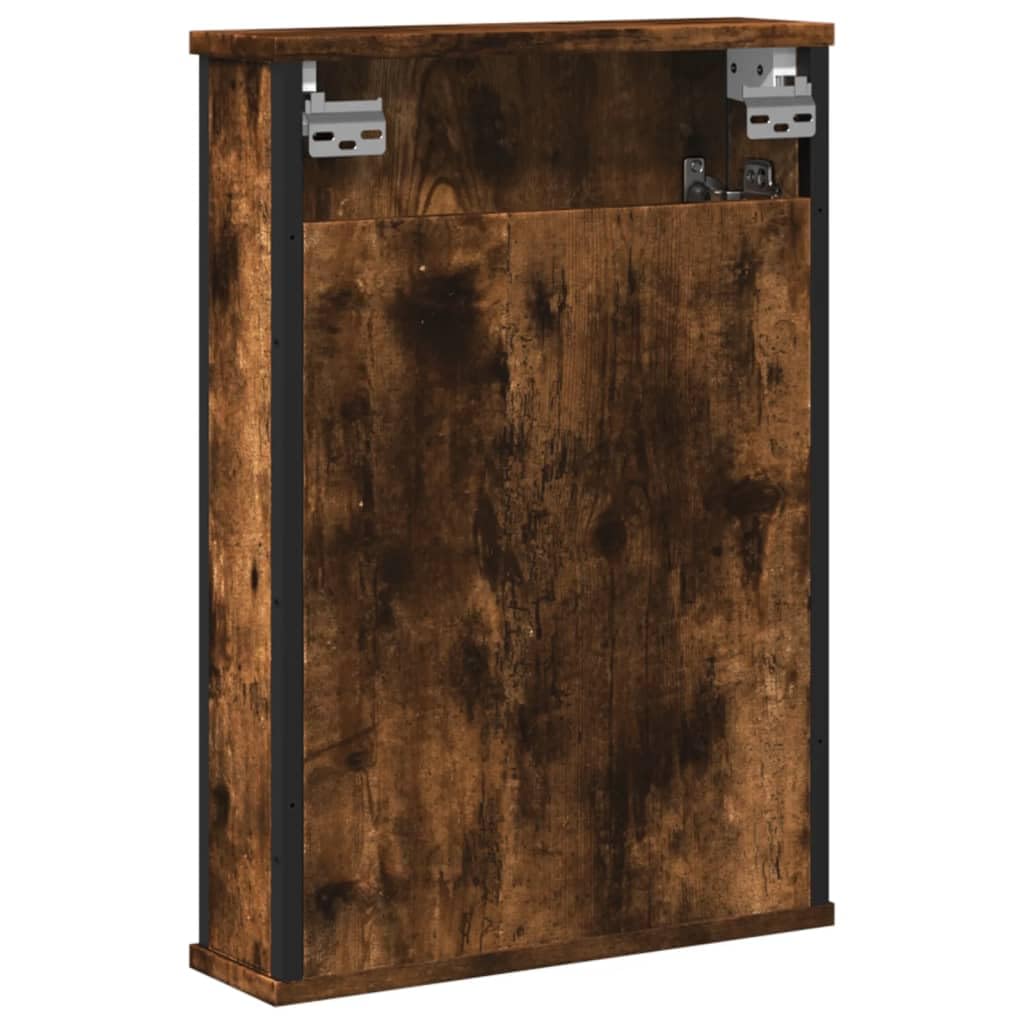 SYDE Armario Baño Espejo Madera Roble Ahumado 42x12x60 cm | Montaje en Pared, Almacenaje Amplio, Contrachapado Resistente a Humedad, Imagen Nitida