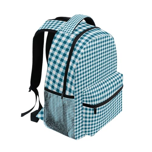 Backpacks for School, Blue Gingham Check Pattern School Bag for Boys Girls Kids, 17 Inch Bookbags Bagpack for Travel Classroom2