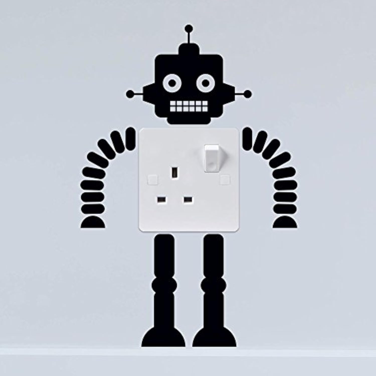 Wall4stickers Black Robot Wall Sticker Plate Light Switch Wall Sticker Vinyl Decal Mural Home Decoration Power Socket Sticker