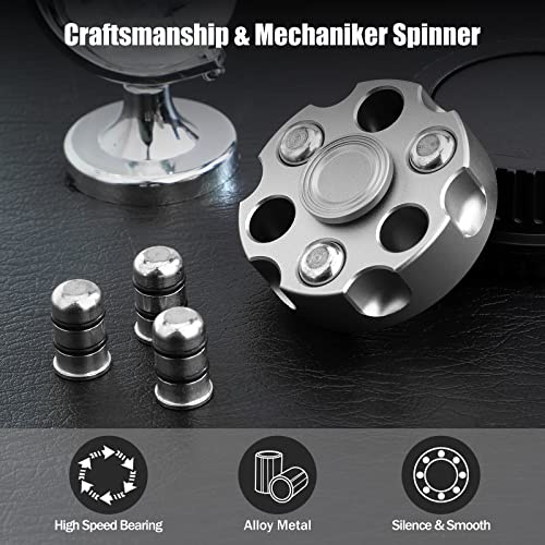 Metal Fidget Spinner Toy for Adults Kids Cool Alloy Hand Finger Spinner Cube Toy for Stress Relief Anti Anxiety Spinning Toys Gifts for Christmas Halloween Stocking Suffer Classroom Prizes(Sliver) - Image 3