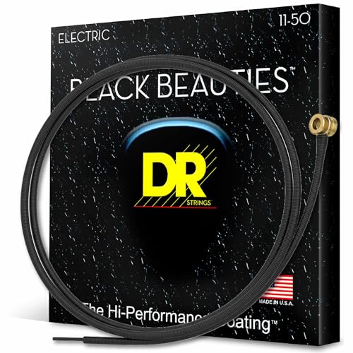 DR Strings Electric Guitar Strings, Black Beauties-Black Coated, 11-50 (BKE-11)