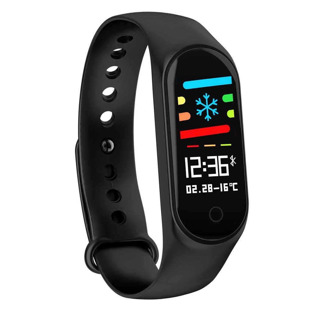 Cueyu M4 Smart Bracelet Colour Display Fitness IP67 Waterproof Tracker Blood Pressure Heart Rate Monitor Smart Band Bluetooth Smart Wrist Black