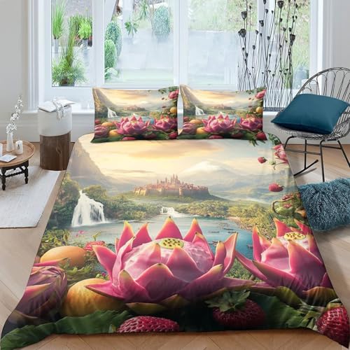 Housse de couette microfibre résistante 220x240cm avec parure de lit château 3D - 4