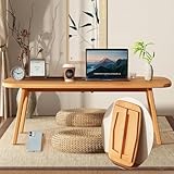 YHGSYXL Japanese Floor Table - Bamboo Wood Japanese Folding Table for Tatami, Tea, Meditation, Dining - Portable & Easy Storage, No Assembly Required - Compact Design for Sitting on Floor 31.5 Inches