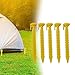 TOOYFUL 5Pcs Tent Stakes Pegs, Camping Tents Nails, Garden Stakes, Tarp Tent Pegs, Durable Lightweight Ground Pegs for Backpacking Yard, Yellow, 20cm Toothed