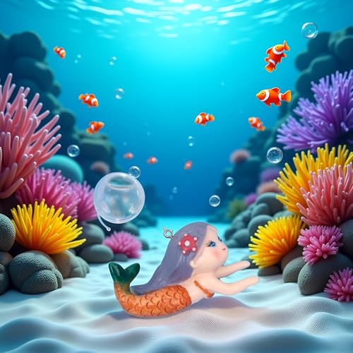 Image of GANPUB Floating Fish Tank Decor, Aquarium Fish Mermaid, Ornaments, Eye Catching Decoration, Aquatic Pets Cartoon, Miniatures Figures for, Aquarium Decor Thematic Ornaments