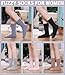 LANLEO Fuzzy Socks for Women Soft Cozy Fluffy Slipper Winter Warm Microfiber Plush Sleeping Socks 5 Pairs Solid color A