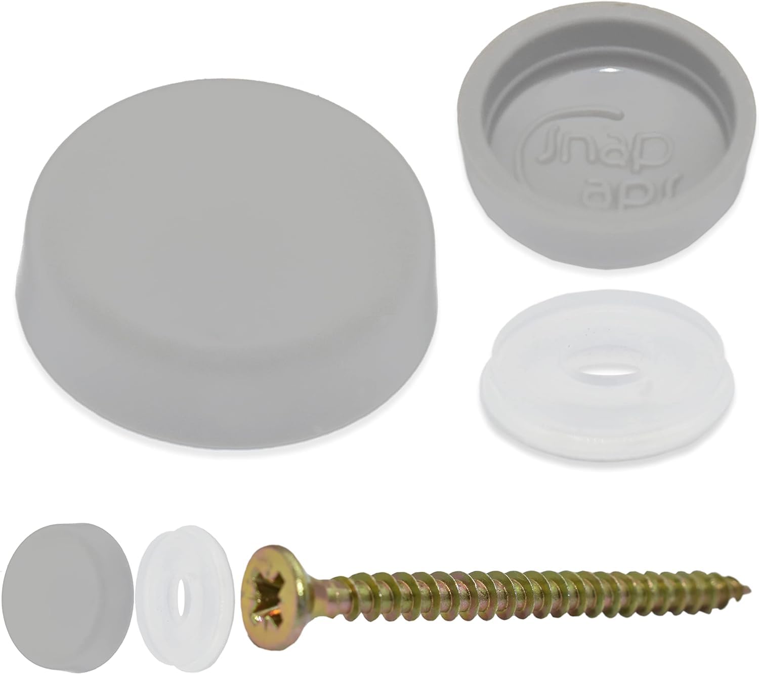 Falcon Workshop Supplies Ltd Light/Grey Pack Of 50 X Snap-On Two Piece Dome Screw Cover Caps - Large Caps & Bases