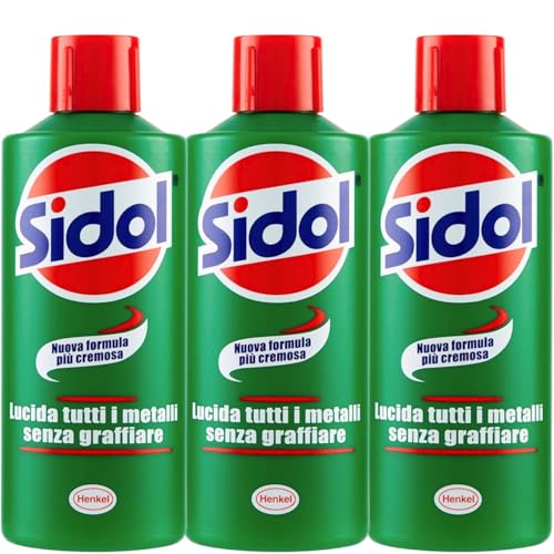 Sidol Metallpolitur 150 ml – 3er Pack – Politur für Kupfer, Messing, Aluminium, Chrom & Edelstahl – Chrompolitur & Metallreiniger für Haushalt & Autozubehör