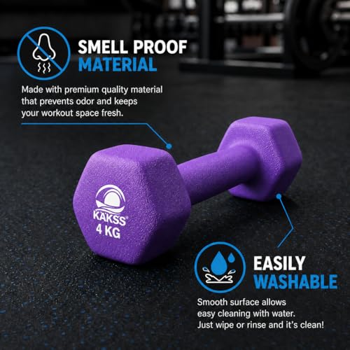 Image of KAKSS Cast Iron Neoprene Coated Dumbbell With Stand (19Kg(2.5kg+3kg+4kg N Pair))