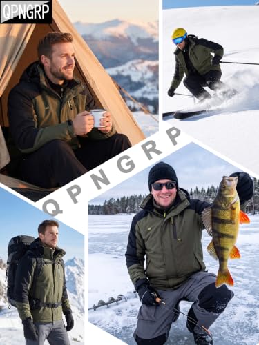 Image of QPNGRP Mens Waterproof Fleece Ski Jacket Windproof Winter Snow Coat