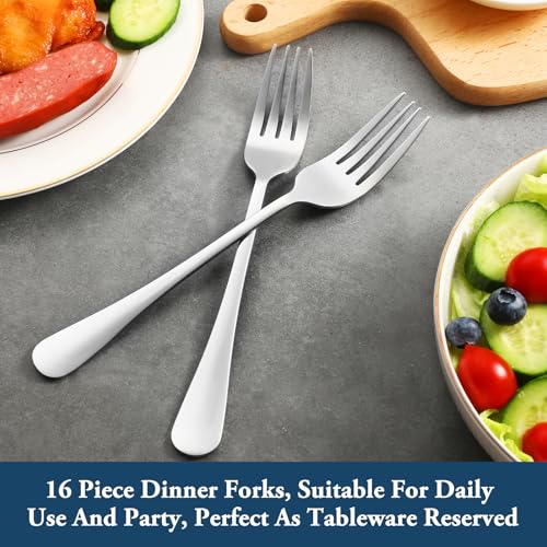 Mutnitt UK-MEATCLAWS-31H-326 Dinner Forks,Set Of 16 Top Food Grade Stainless Steel Silverware Forks,Table Forks,Flatware Forks,8 Inches,Mirror Finish & Dishwasher Safe,Use thumb #6