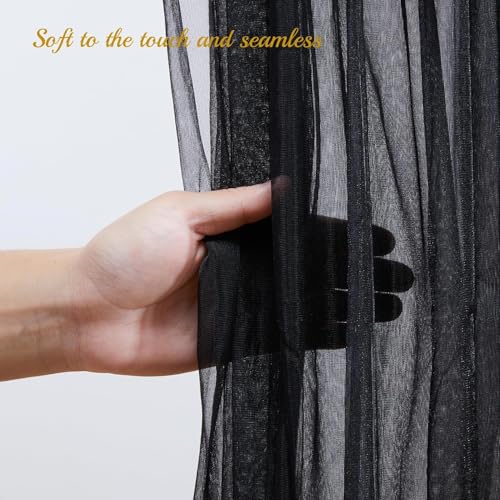 Image of 2pcs Backdrop Decoration Net Tulle Large Size, Nylon Made, Reusable, Soft, Wrinkled Free, 8 x 5 ft Each, Cabana Tent Party Decoration Items for Birthday, Anniversary (Black)