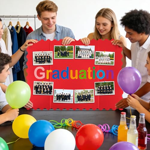 Mooliwe 4 Pack 24\" x 16\" Trifold Poster Board Neon Colors Corrugated Scalloped 3 Fold Small Display Boards Foldable Business Paper Board for Presentation Science Fairs Event School Projects - Thumbnail 4