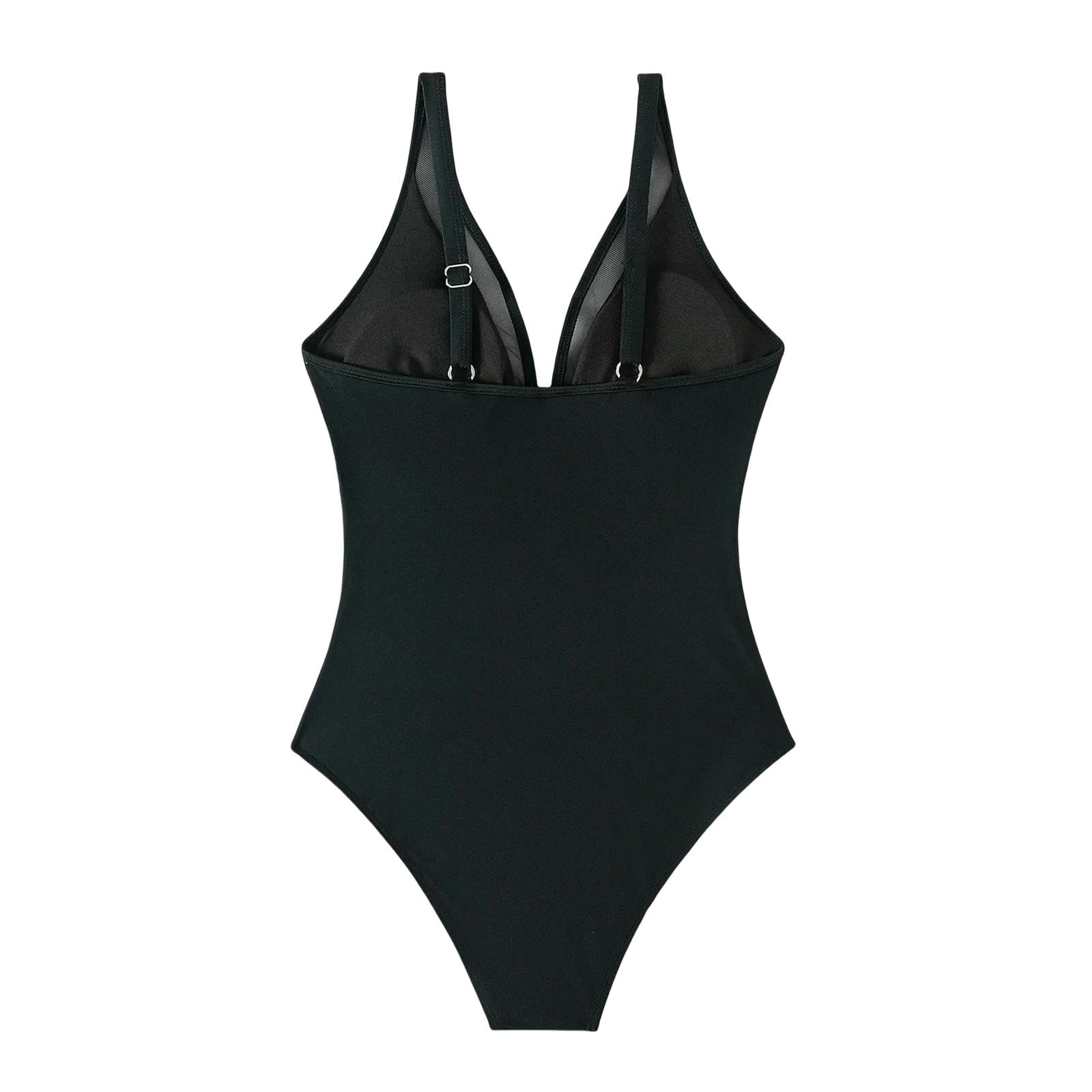 Jednoczęściowy strój kąpielowy damski jednoczęściowy strój kąpielowy z siateczką jednoczęściowe bikini z dekoltem w serek bez pleców seksowna kąpiel-czarna-s