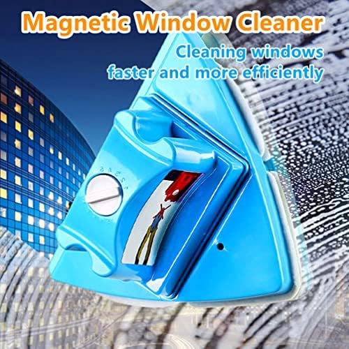 KOKITEA Double-Sided Window Cleaner Glass Wiper Magnetic Cleaning Tools, 4-Gears Adjustable Magnetic Glider Washing Brush Tools, for High-Rise Double Thick Glazed Windows Thickness 0.3"-1.5" (Blue)